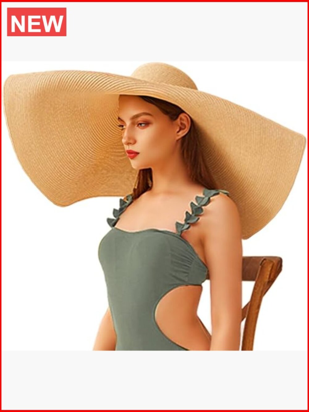 Oversized Beach Straw Hat Floppy Wide Brim Sun Visor Foldable UV Protection